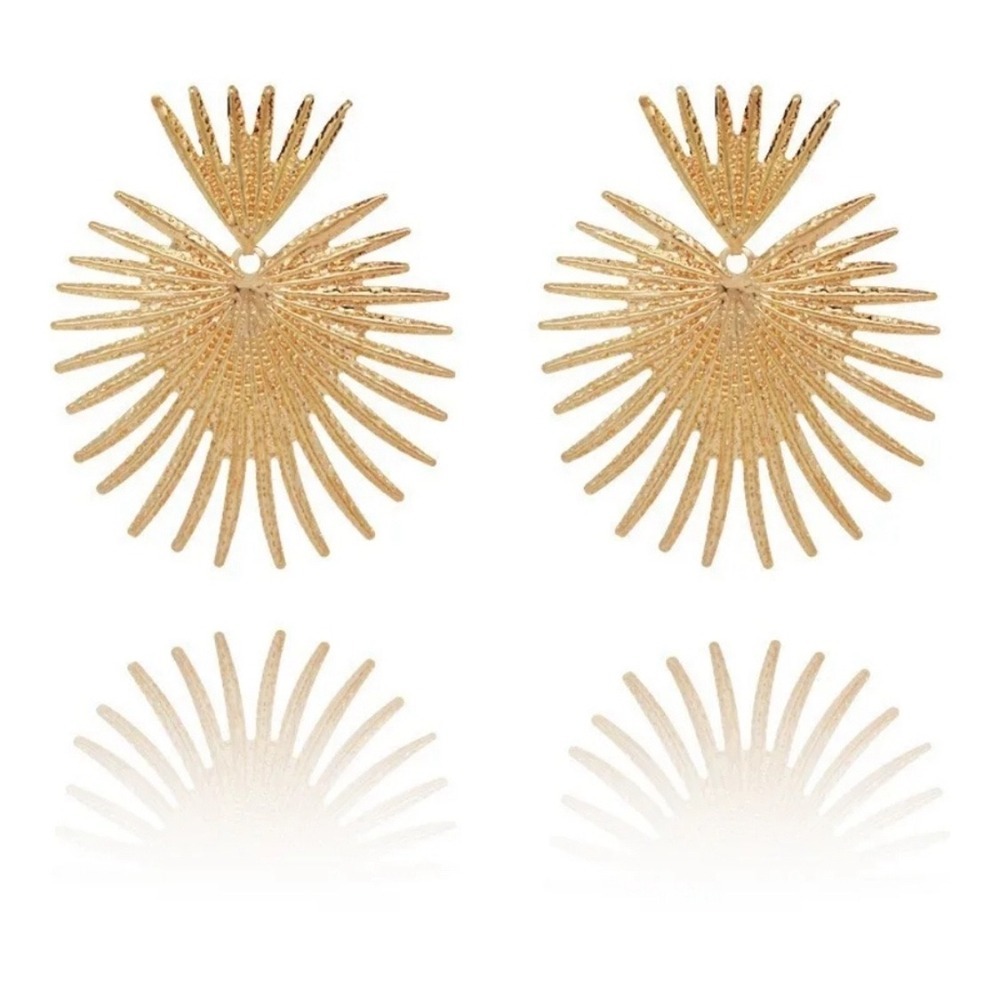 Gold Starburst Statement Dangle Earrings Women's Geometric Boho • 3/$10
